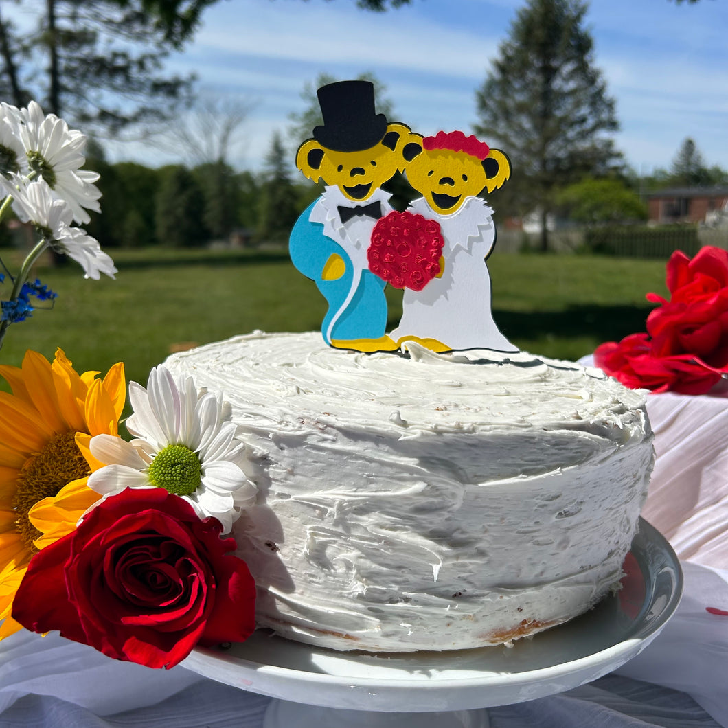 Grateful Dead Wedding Bear Cake Topper